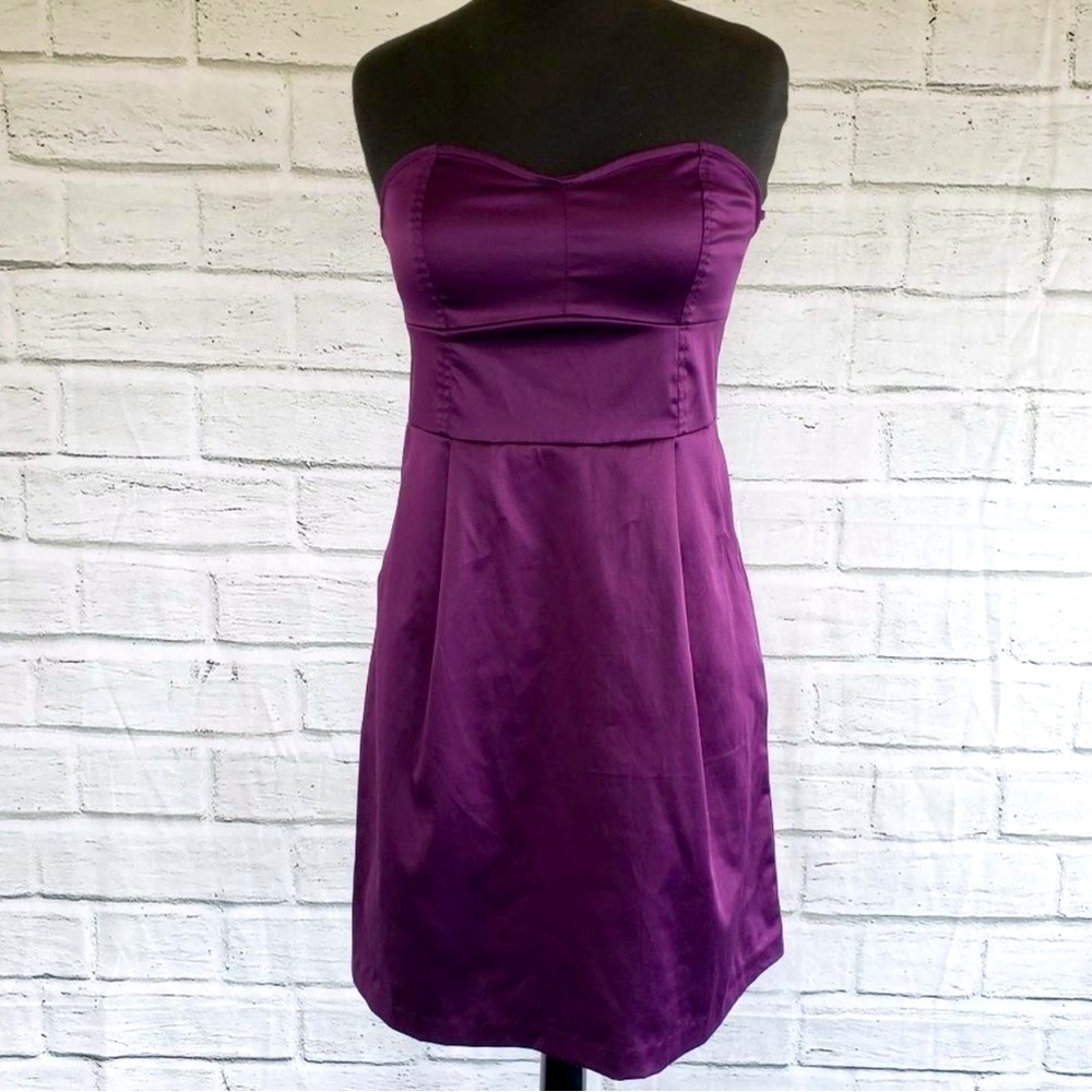 Silence + Noise Purple Strapless Dress